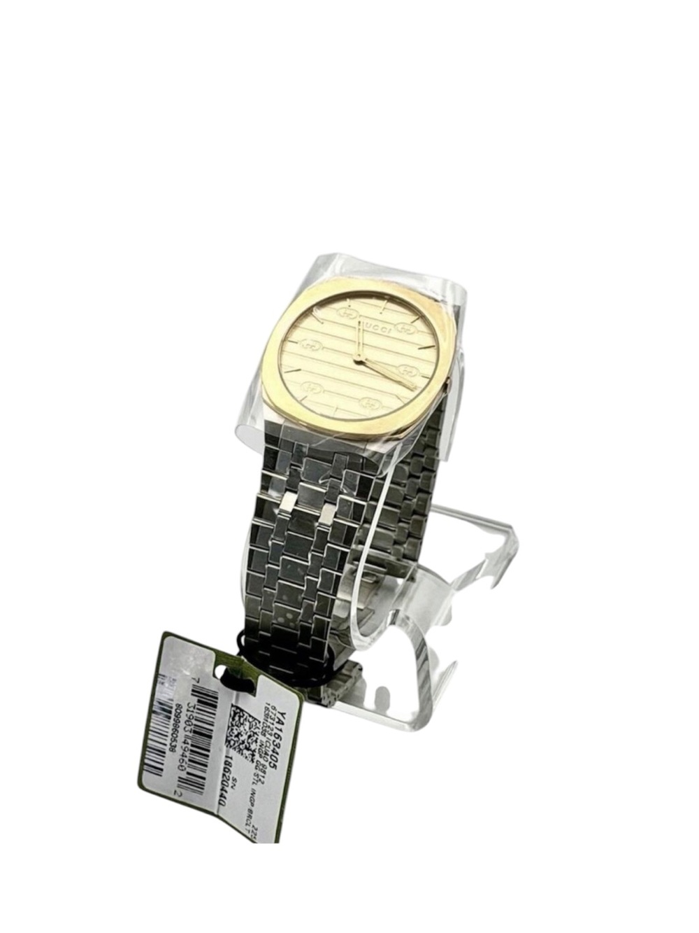 New Full Set Gucci 25H Unisex Watch Steel Gold Champagne Dial 38mm YA163405⁠